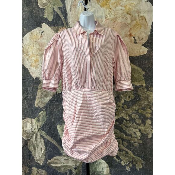 New Anthropologie Maeve Fitted Ruched Mini Shirt Dress Size Xl - Picture 9 of 9